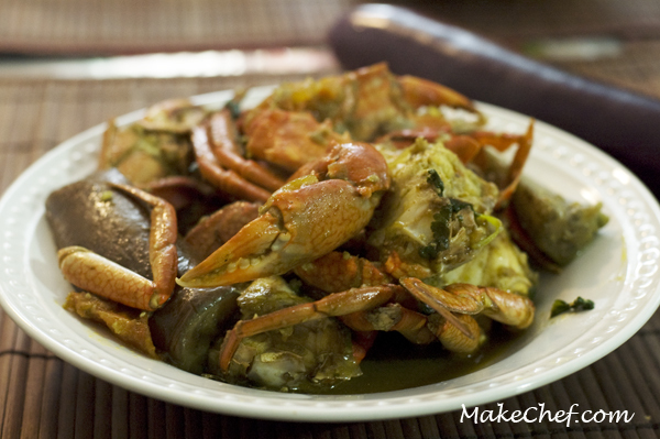 Crab curry with eggplant recipe