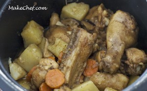 Cooked chicken, potato and carrot