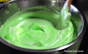 gently folding egg white mixture into egg yolk mixture